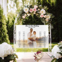 affiche mariage avec tableau de sièges avec photo