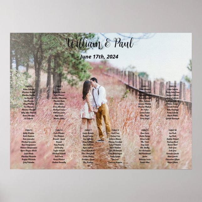 affiche mariage avec tableau de sièges avec photo (Devant)