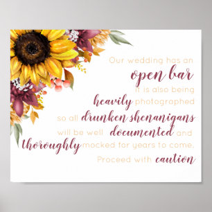 Affiche Mariage de l'automne Sunflower Open Bar