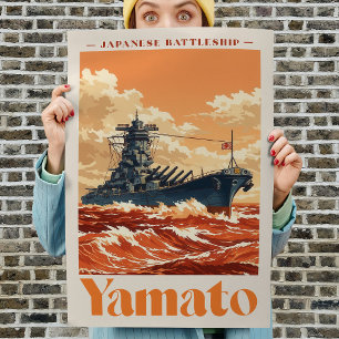 Affiche maritime vintage du cuirassé japonais Yama