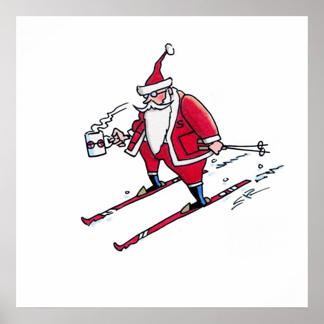 Affiche mate de valeur de Santa Skiing (Devant)