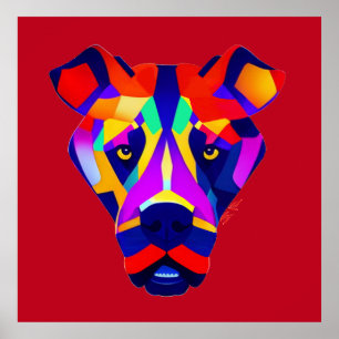 Affiche matte rouge du chien d'Alexandre