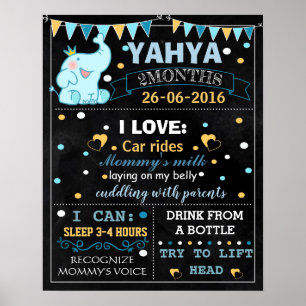 Affiche mensuelle du tableau de bord Elephant Baby