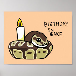 Affiche mignonne de dessin de python de boule de