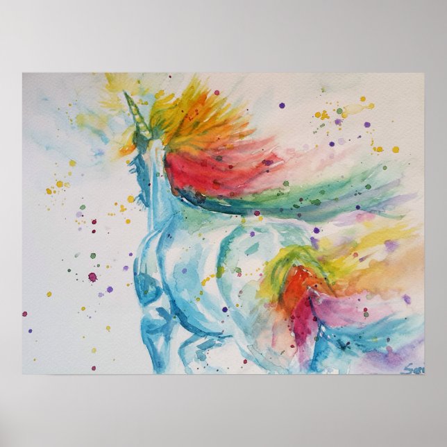 Affiche mignonne Licorne Mon Cheval est un arc-en- (Devant)