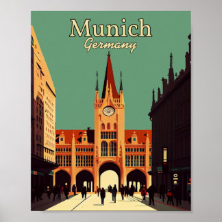 Affiche minimaliste d'art Vintage de Munich Allema