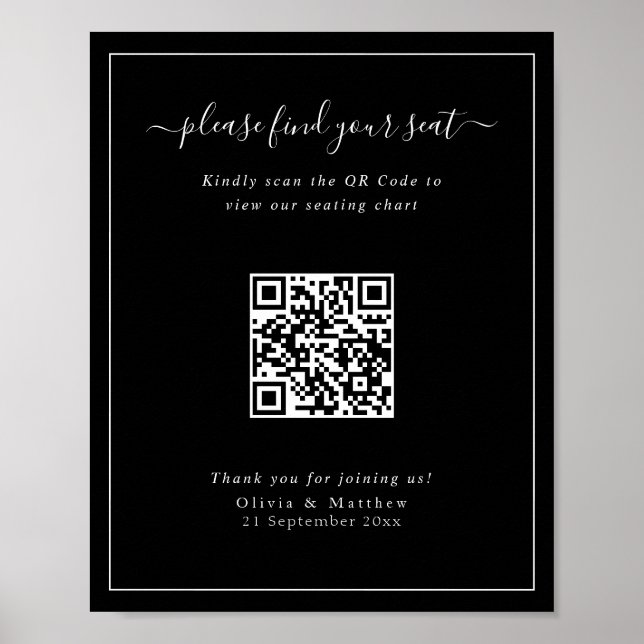 Affiche moderne de tableau de sièges QR Code de ma (Devant)