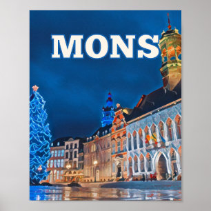 Affiche Mons Belgique Photo Vintage 