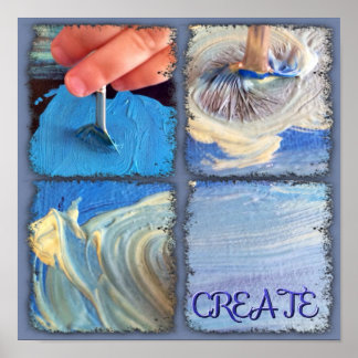 Affiche montrant de jeunes mains en train de créer