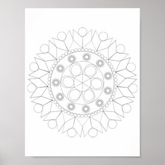 Affiche - Motif de mandala élégant à colorier