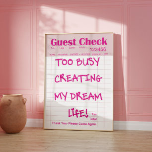 Affiche motivationnelle de reçu rose