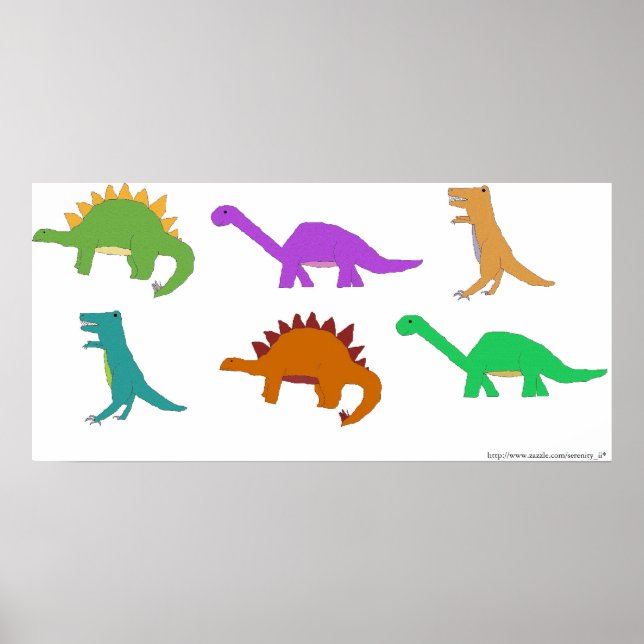Affiche multicolore de dinosaures (Devant)