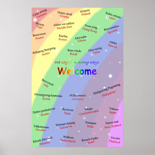 Affiche multiculturelle d'ESL brillante et colorée (Devant)