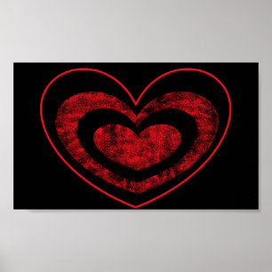 Affiche murale cœur rouge et noir