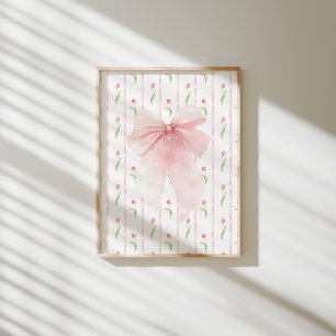 Affiche murale coquette girly à motif tulipe à rub