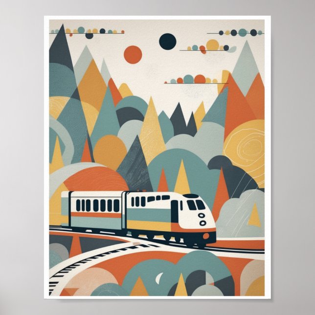 affiche murale d'art abstrait voyage en train ludi (Devant)
