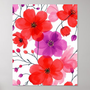 Affiche murale d'art en ligne floral minimaliste