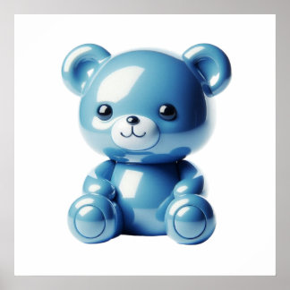 Affiche murale de poupée ourson bleu adorable pour