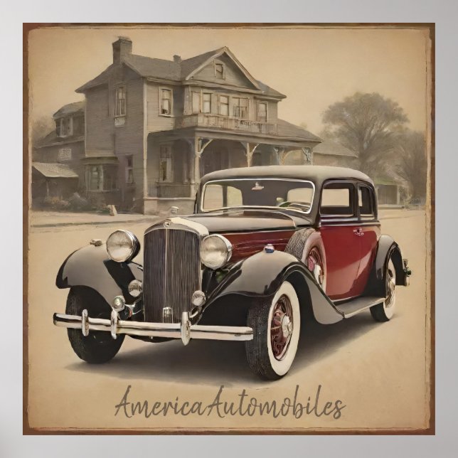 affiche murale de voiture vintage (Devant)