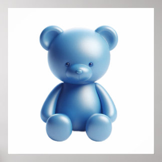 Affiche murale Ourson peluche bleu mignon pour cha