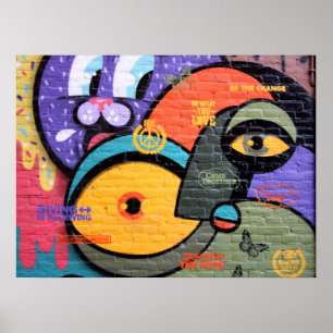 affiche murez de graffiti de yeux de paix et