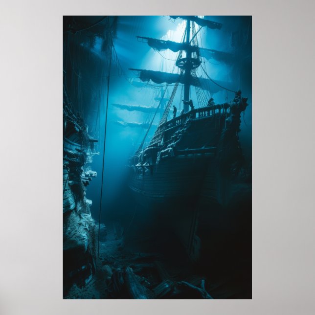 Affiche mystérieuse d'exploration de naufrages (Devant)