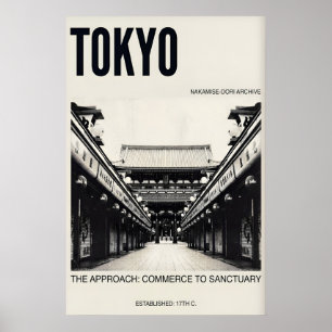 Affiche Nakamise Dori Tokyo Voyage Art (Noir