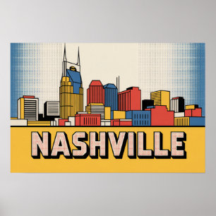 Affiche Nashville Skyline – Pop art gras du Tennes