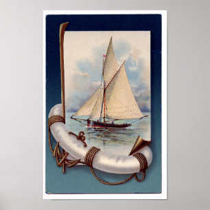 Affiche nautique vintage d'impression d'art de