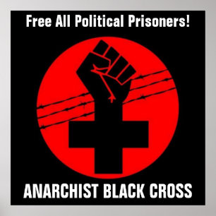 Affiche noire de la croix 3 d'anarchiste