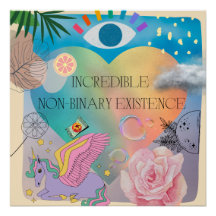 affiche non binaire transgenre licorne