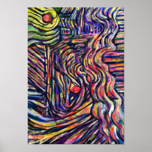 Affiche numérique abstraite "à capuchon" de