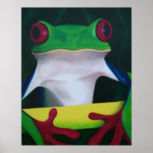 Affiche observée par rouge de grenouille d'arbre