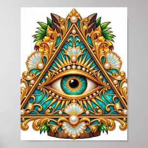 Affiche Œil Baroque Sarcelle