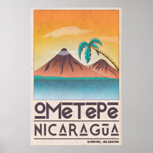 Affiche Ometepe Nicaragua Vintage Art de voyage av