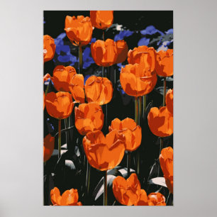 Affiche orange de tulipes