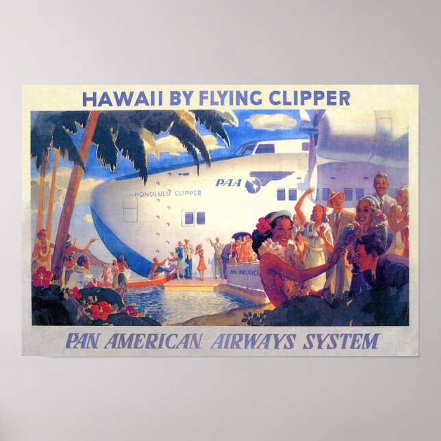 Affiche panaméricaine vintage - Hawaii (Devant)