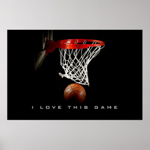 Affiche panoramique de basket-ball J'aime ce jeu