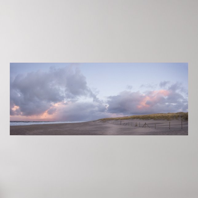 Affiche panoramique du coucher du soleil de la côt (Devant)
