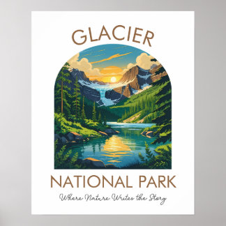 Affiche panoramique du parc national de Glacier