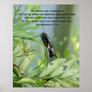 Affiche papillon inspirante verset biblique courag