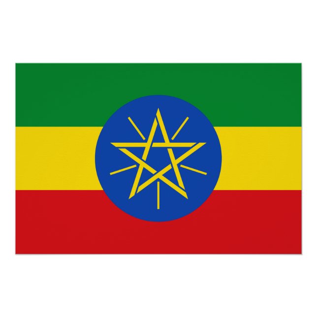 Affiche patriotique avec drapeau de l'Ethiopie (Devant)