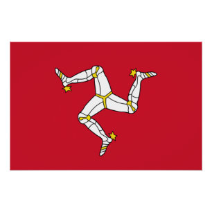 Affiche patriotique avec drapeau de l'île de Man, 