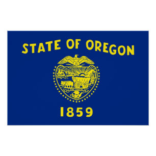 Affiche patriotique avec Drapeau de l'Oregon