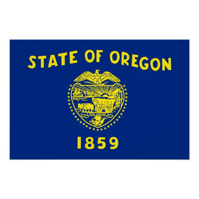 Affiche patriotique avec Drapeau de l'Oregon (Devant)
