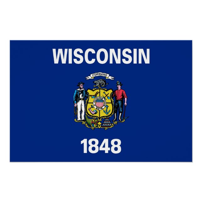 Affiche patriotique avec drapeau du Wisconsin (Devant)