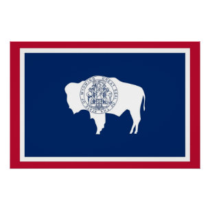 Affiche patriotique avec Drapeau du Wyoming