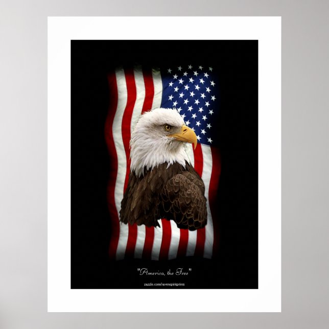 Affiche patriotique du drapeau américain et de l'a (Devant)