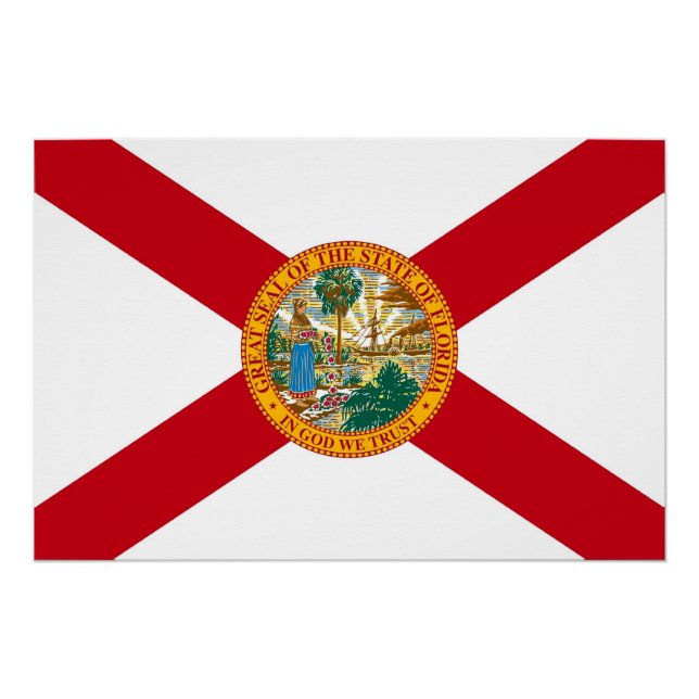 Affiche patriotique murale avec Drapeau de Floride (Devant)