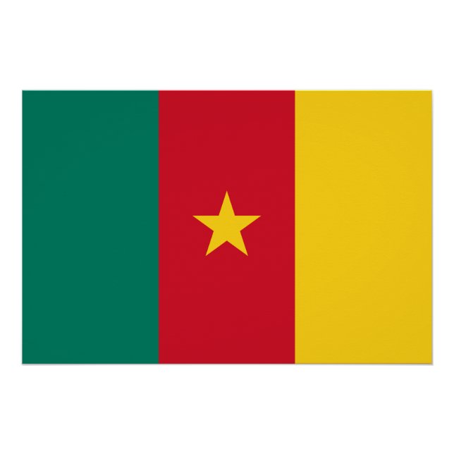 Affiche patriotique murale avec Drapeau du Camerou (Devant)